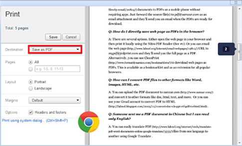 html to pdf in google chrome