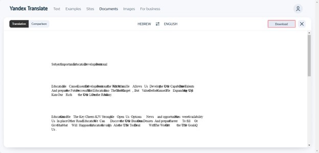translate document from hebrew to english
