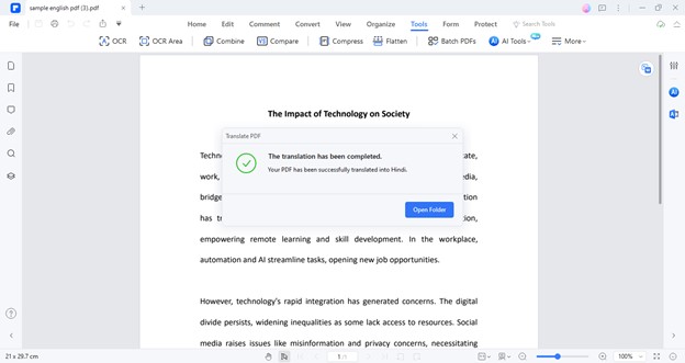 pdf file translated successfully