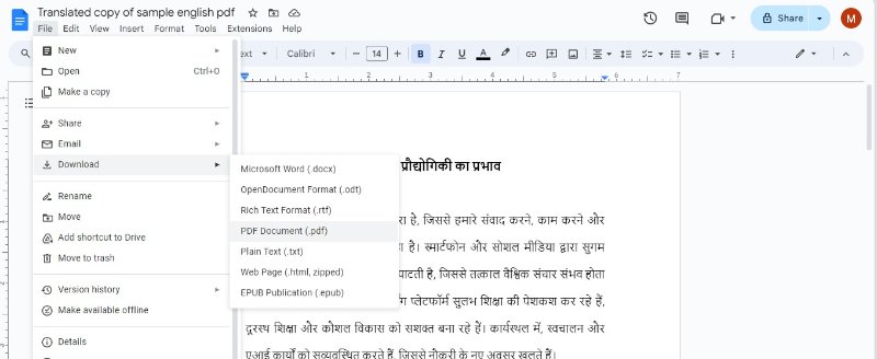 download translation google docs