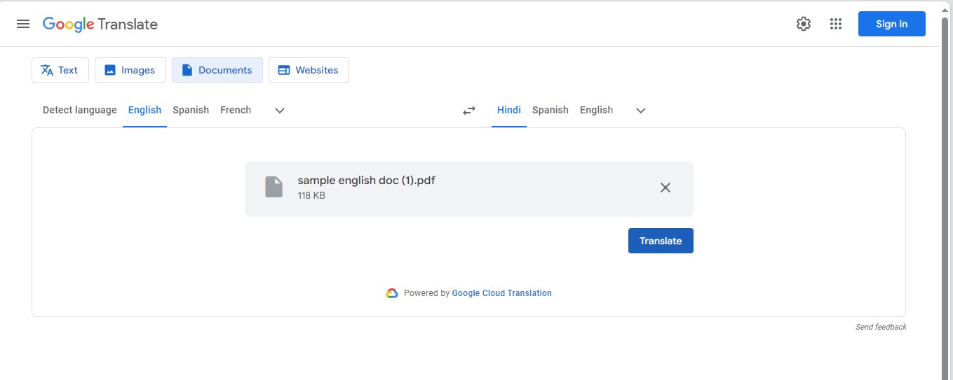 select target language