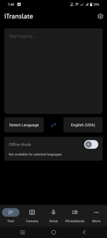 access text translation tab