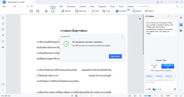 thai pdf to english translation