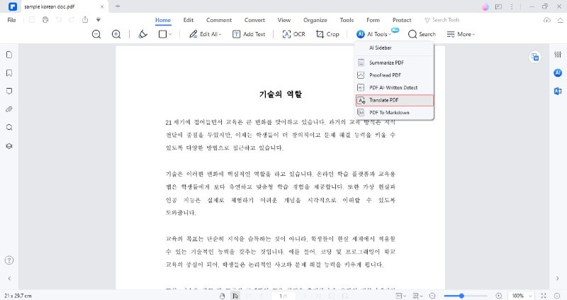 access translate pdf feature