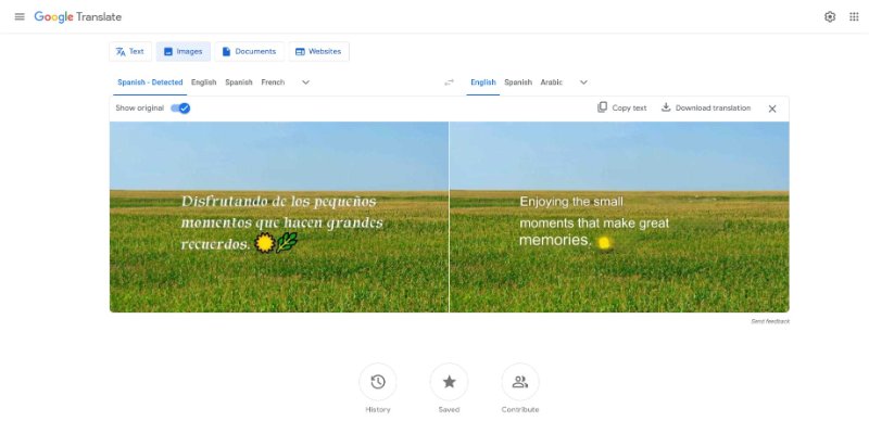 google translate english photo web interface