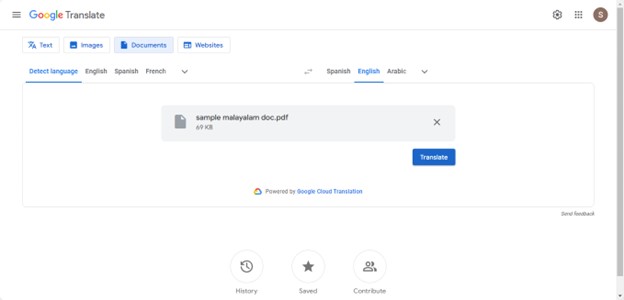 translate malayalam pdf to english