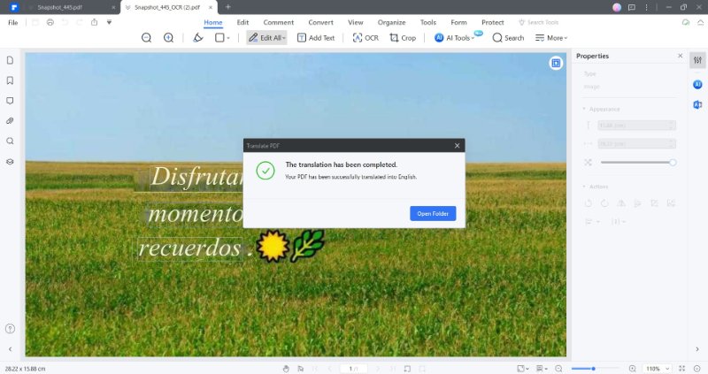 pdfelement image translation to english completed