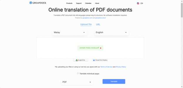 pdf translate malay to english