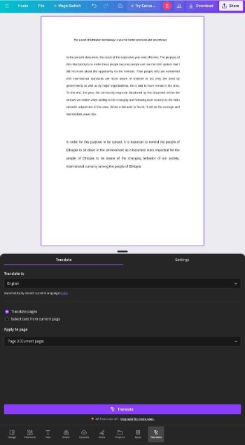 canva ai pdf translation feature