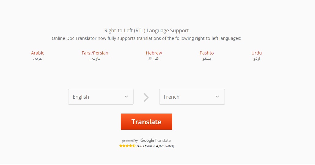 choosing source and target language