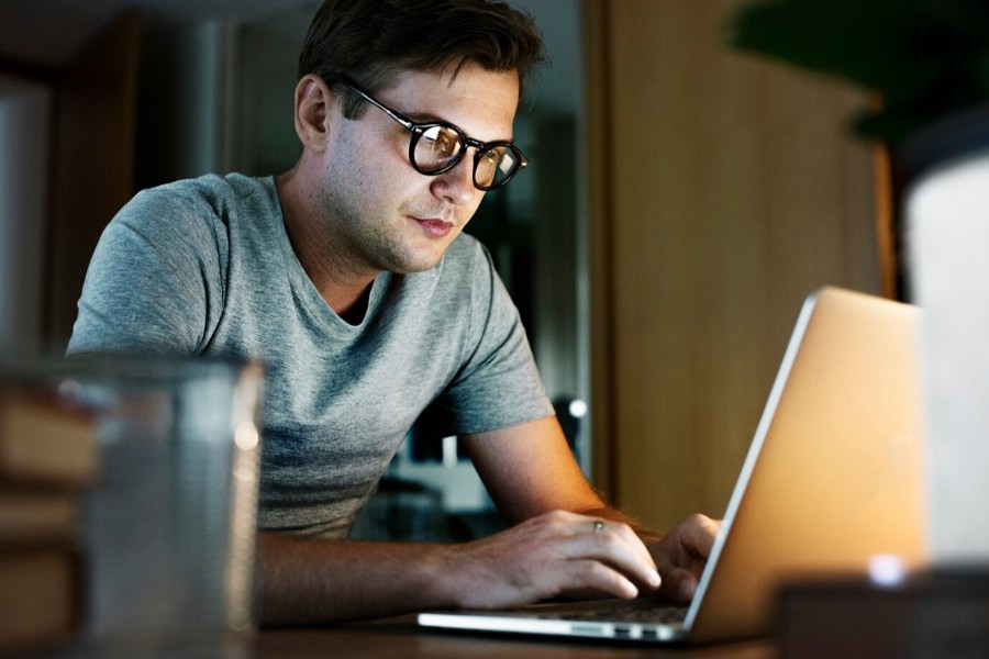 man using laptop