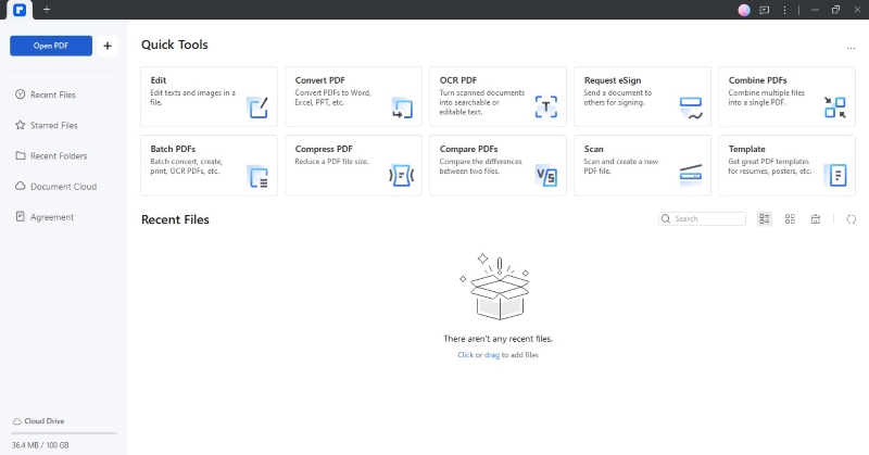 pdfelement desktop main interface