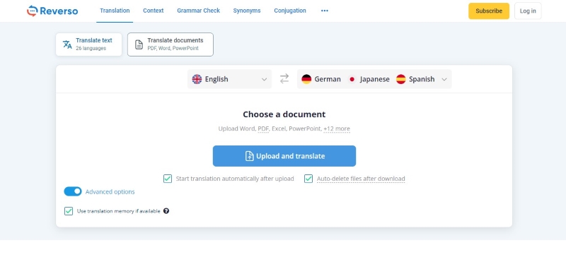 reverso online document translator