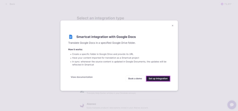 smartcat integration with google docs