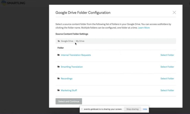 smartling google drive folder configuration