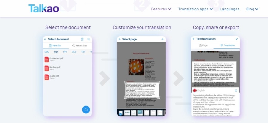 talkao mobile translator for documents