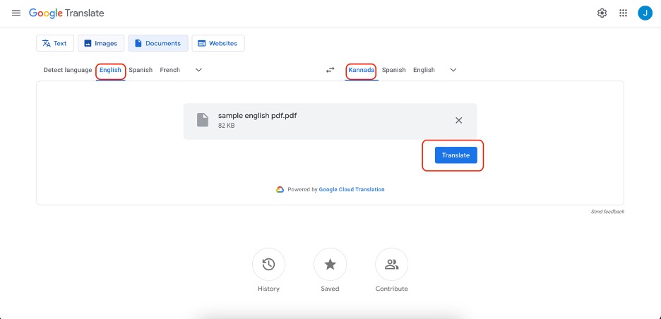 google translate English to kannada