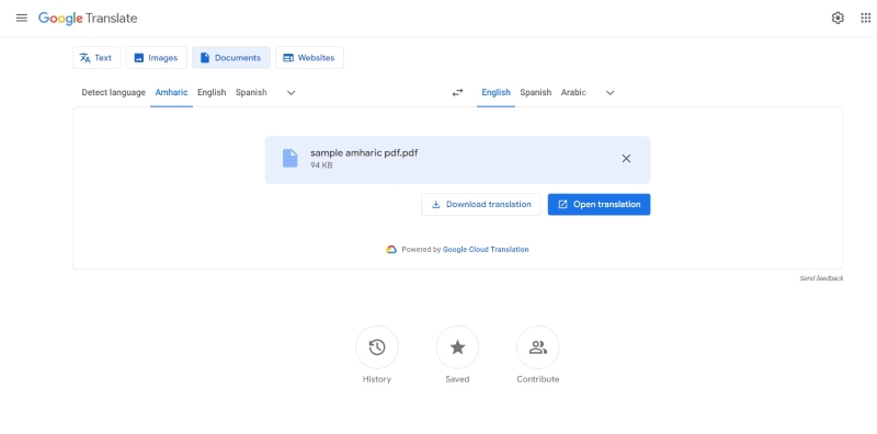 google translate online interface