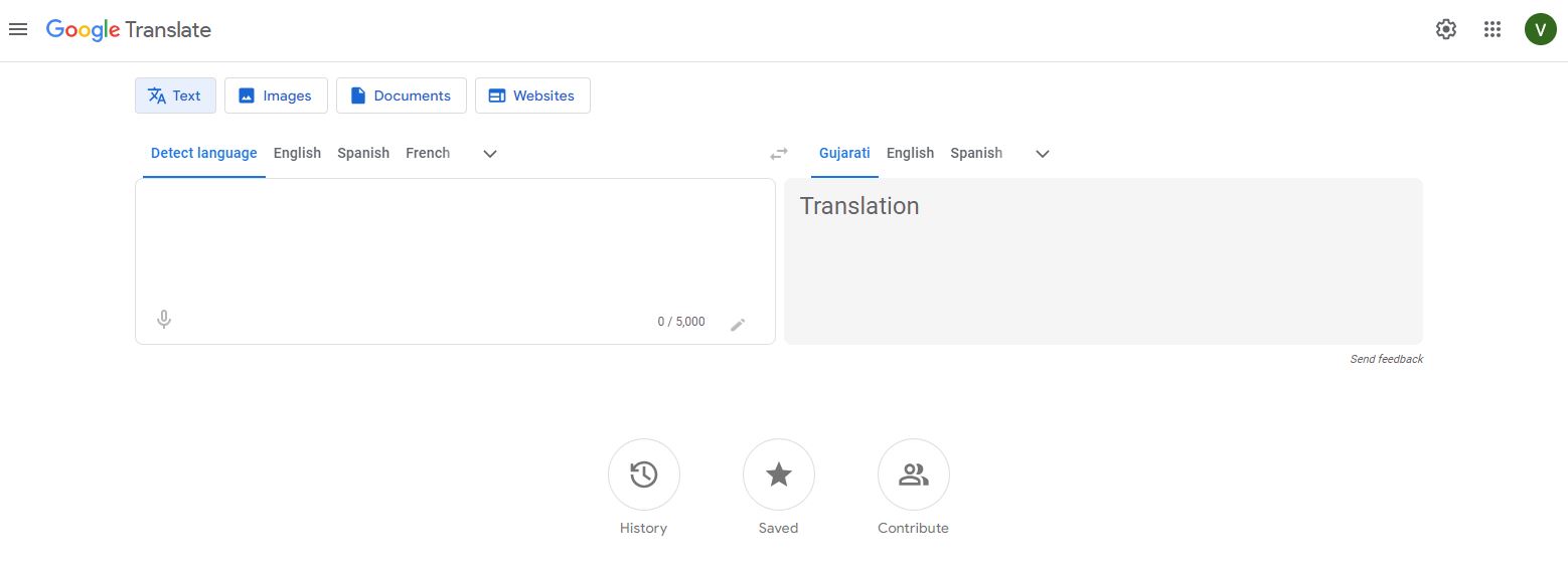 gujarati english google translate text