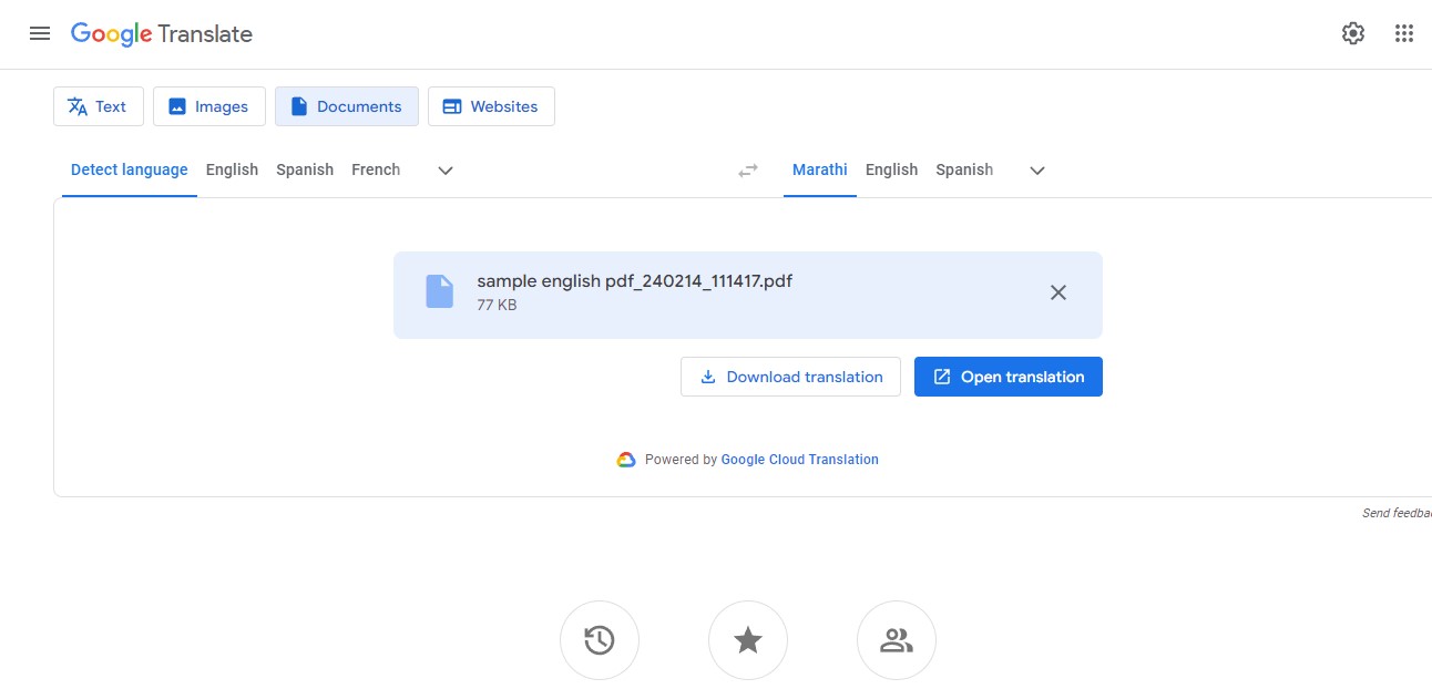 google translate english pdf to marathi