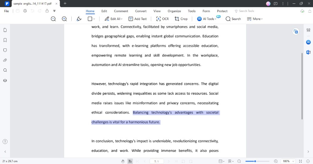 select text in pdf to translate