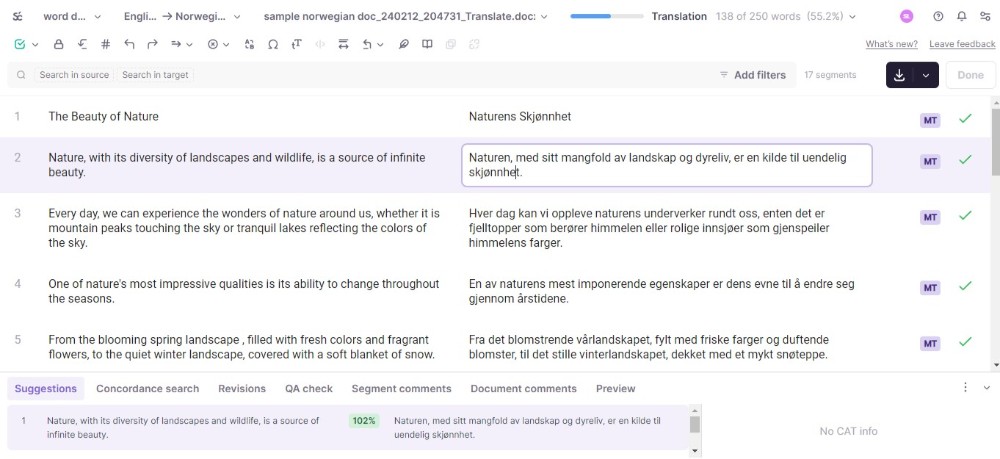 smartcat machine translation for word doc