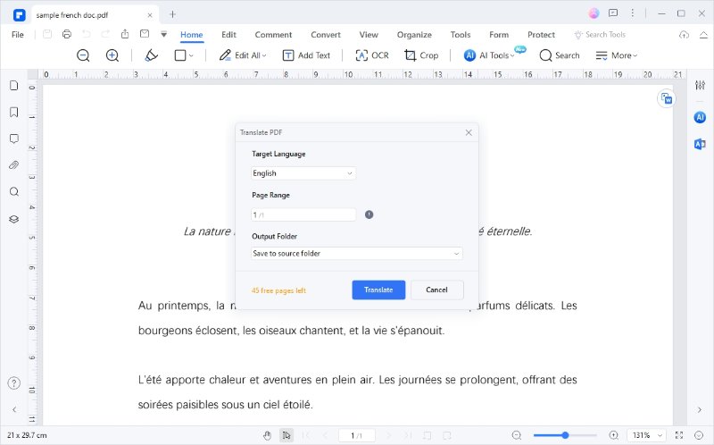 pdfelement ai translation done