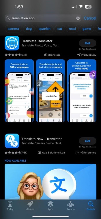 translation app on app store