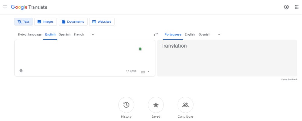 google translate english to portuguese