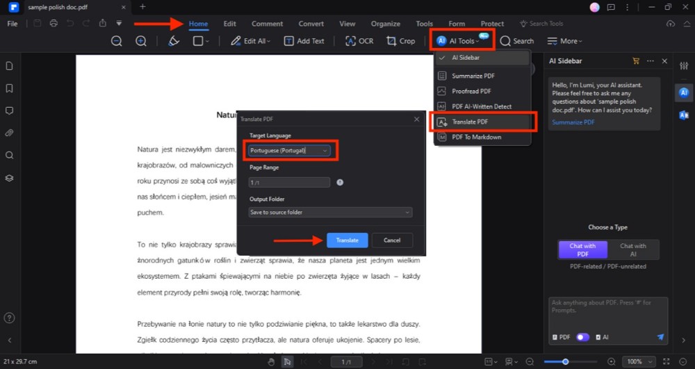 translate pdf with pdfelement