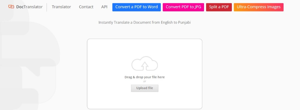 doctranslator upload pdf file