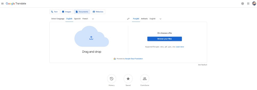 google translate interface