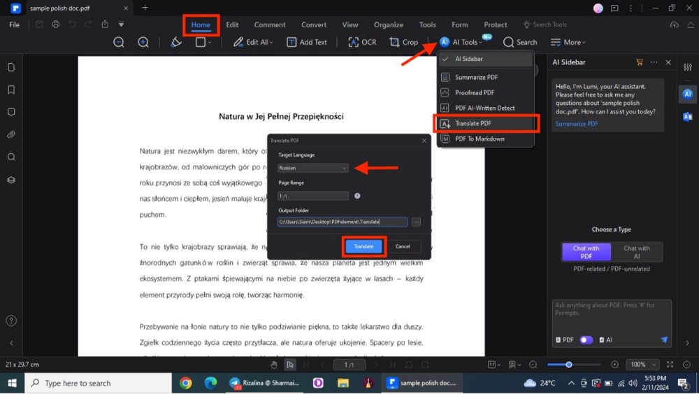 translate pdf with pdfelement