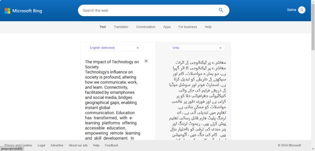 translate pdf english to urdu with bing translator