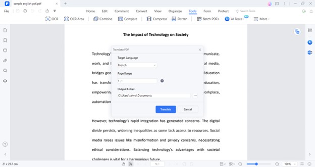 choose the target language