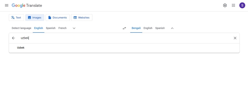 google translate image english to uzbek