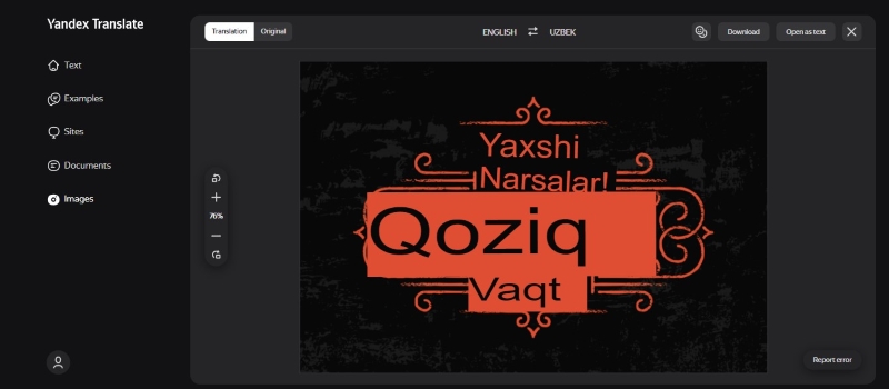 yandex english to uzbek photo translator