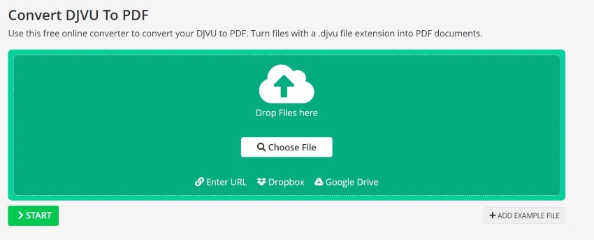 uploading djvu file on pdf2go