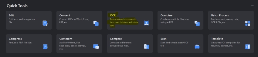 ocr option on pdfelement