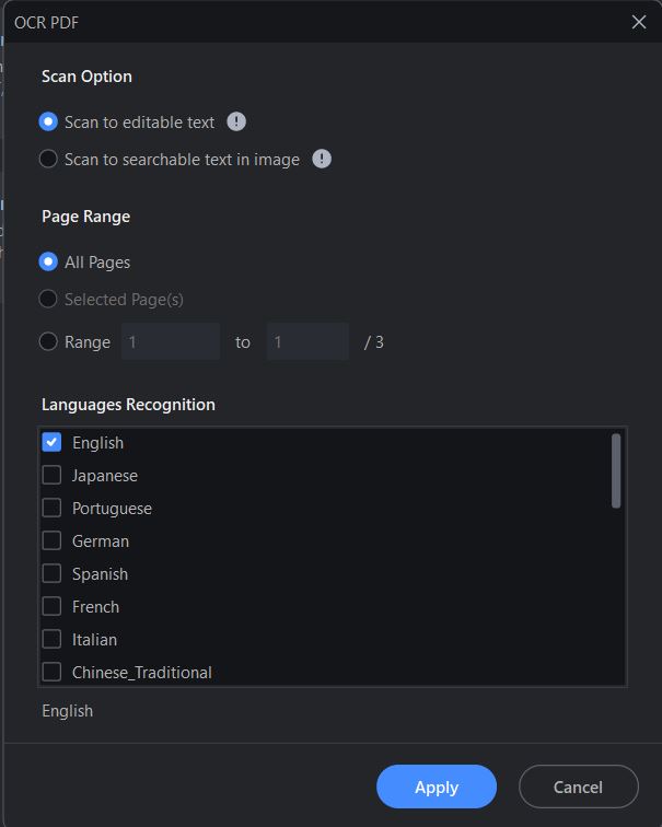 performing ocr on pdf using pdfelement