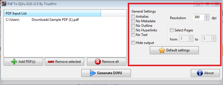 pdftodjvugui customize settings