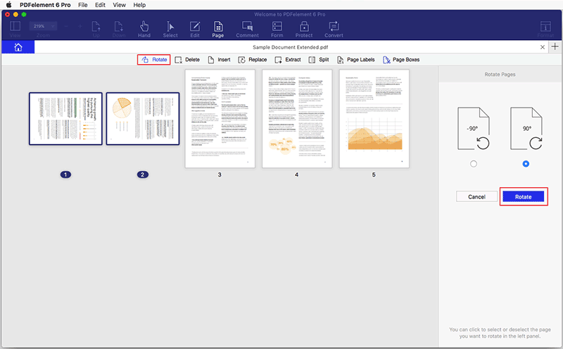 rotating pages in pdf