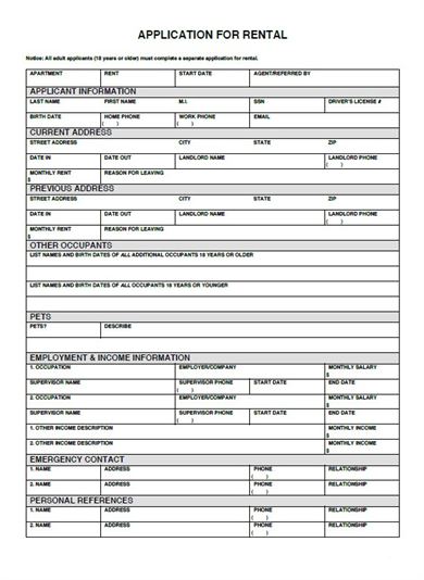 Free Rental Application Template