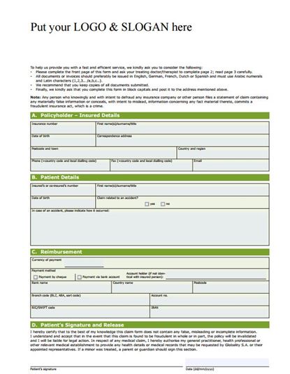 Free Health Insurance Claim Template