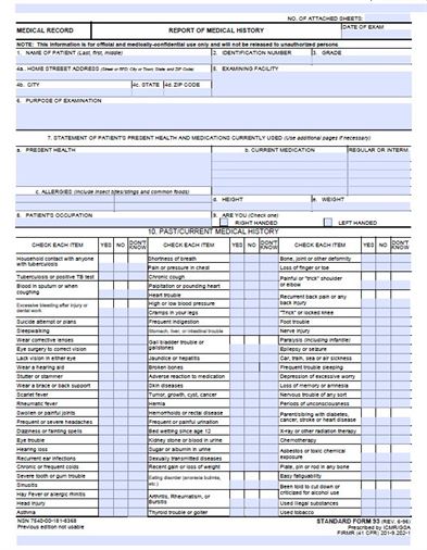 Free Medical History Form Template