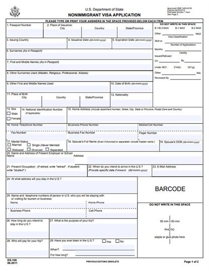 How To Fill Out Non Immigrant Visa Form Ds 160