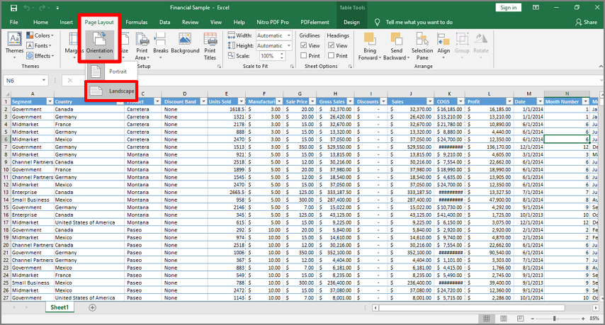 access page layout excel