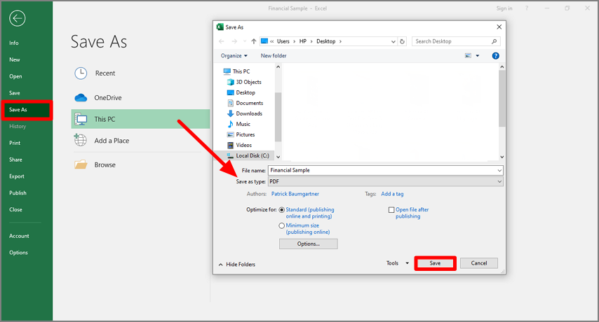 save as pdf excel