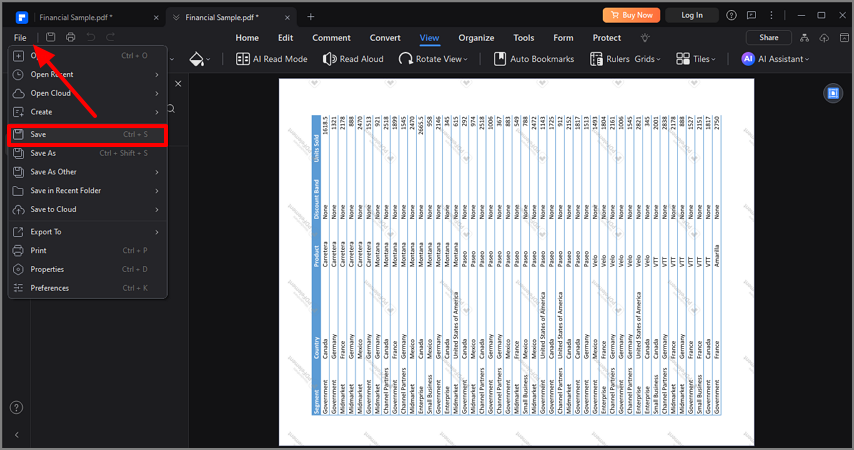 save the pdf in pdfelement