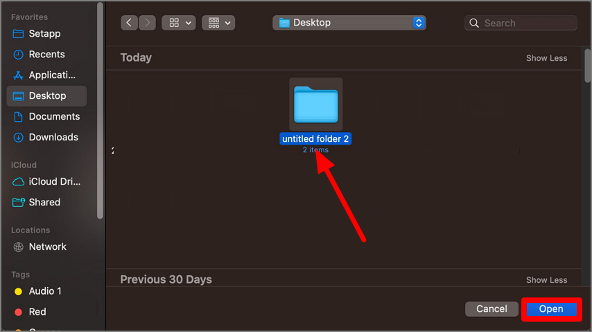 open folder to convert